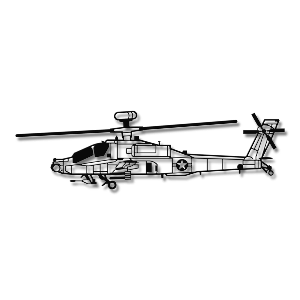 Boeing AH-64 Apache – Najsłynniejszy śmigłowiec szturmowy świata, stalowa dekoracja na ścianę