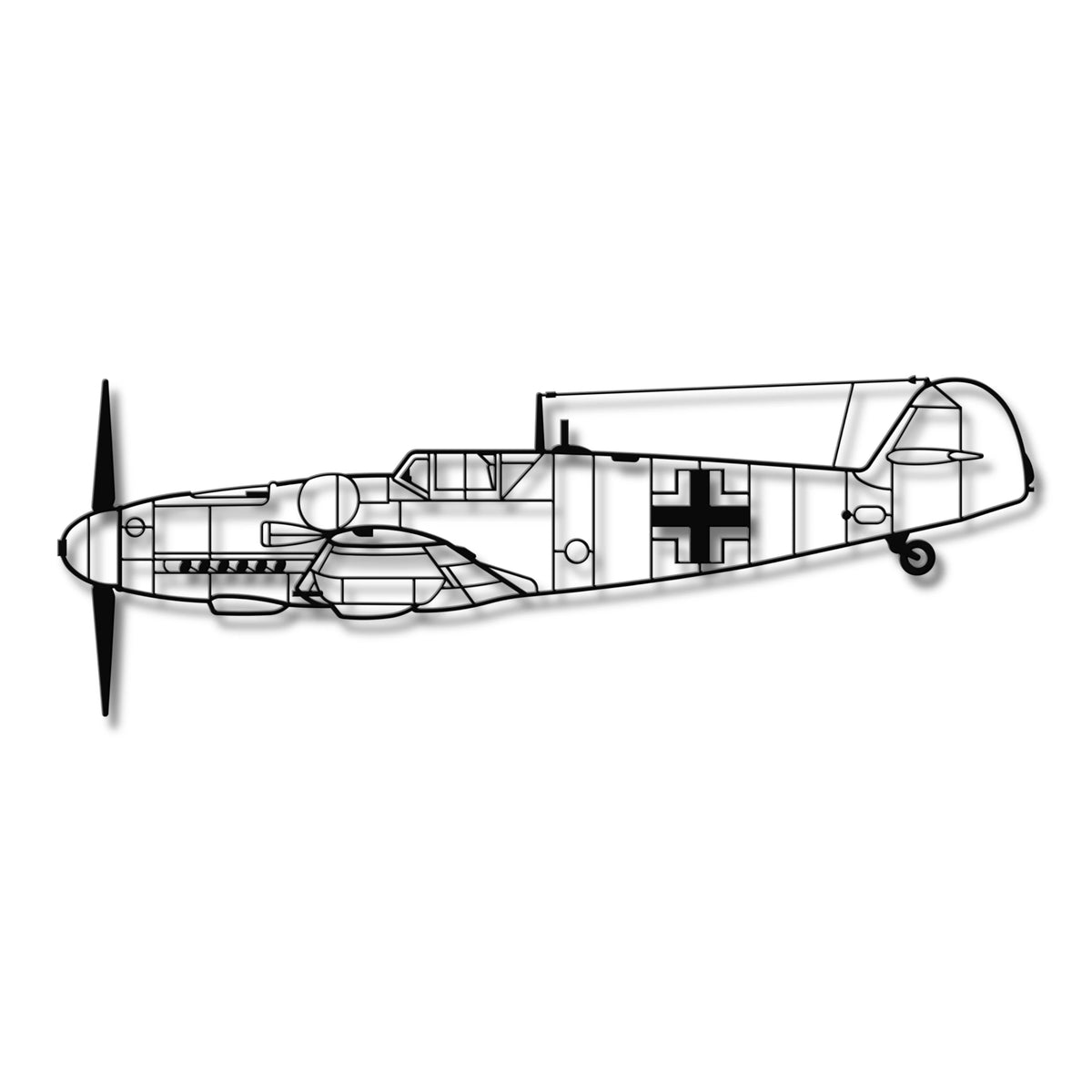 Messerschmitt Bf 109 – Słynny myśliwiec II wojny światowej, stalowa dekoracja na ścianę