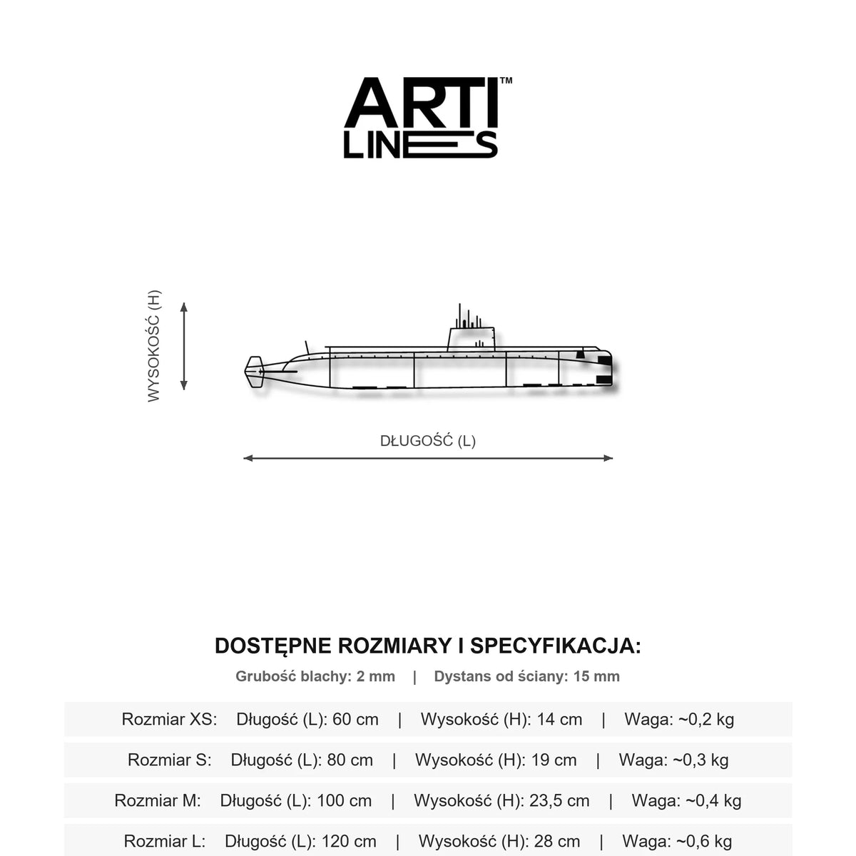 Wymiary: USS Nautilus (SSN-571) – Pierwszy na świecie atomowy okręt podwodny, metalowa dekoracja ścienna