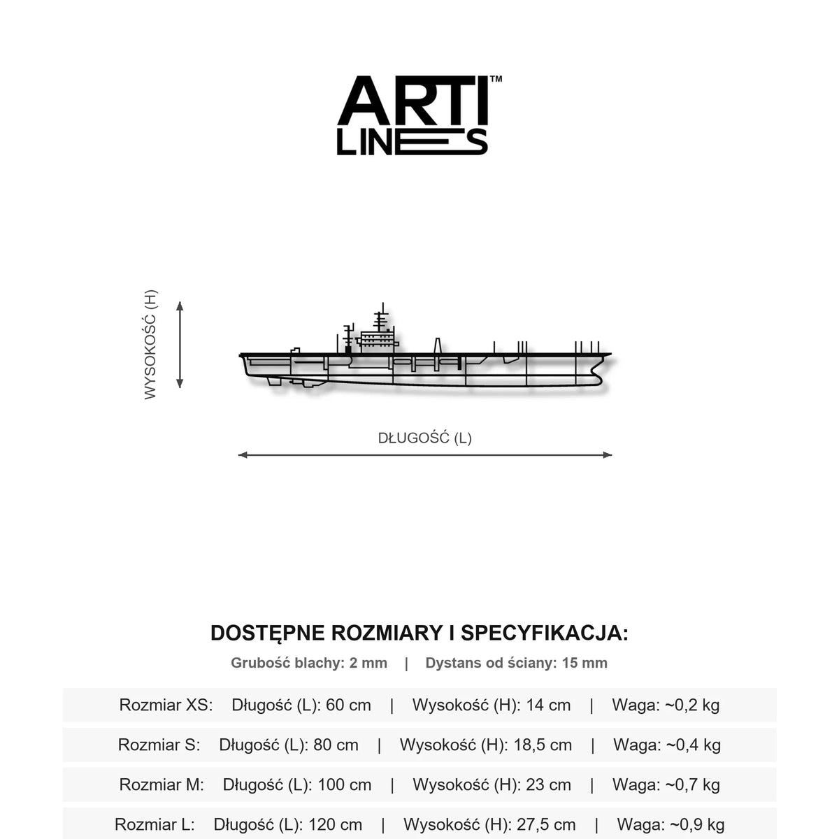 Wymiary: USS Nimitz (CVN-68) – Amerykański atomowy lotniskowiec i gigant mórz, stalowy model na ścianę