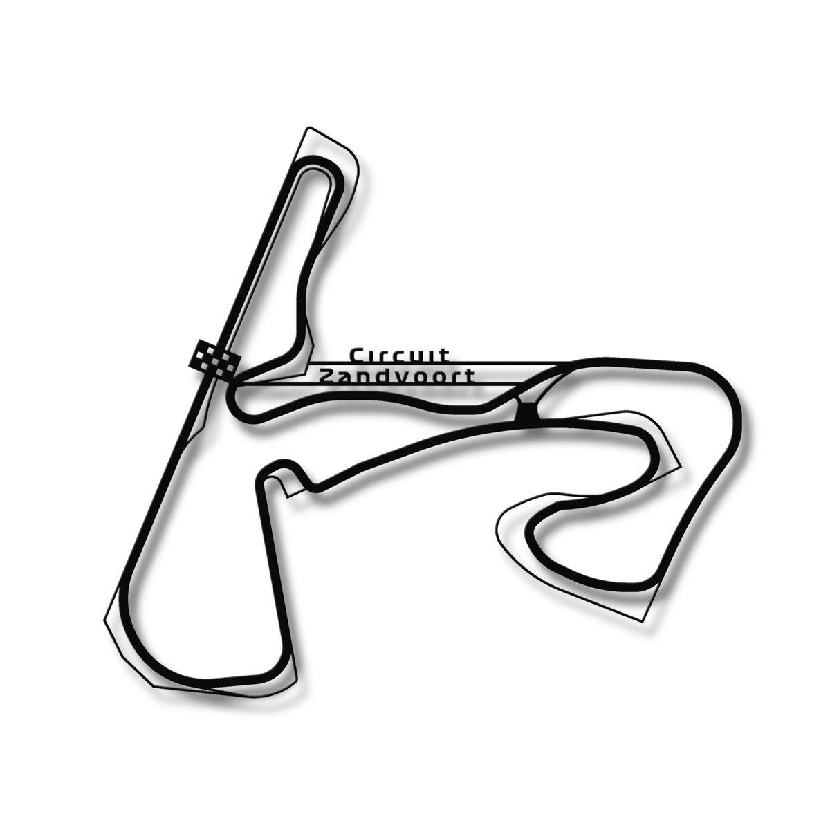 Czarna metalowa sylwetka Circuit Zandvoort – ozdoba na ścianę w loftowym stylu.