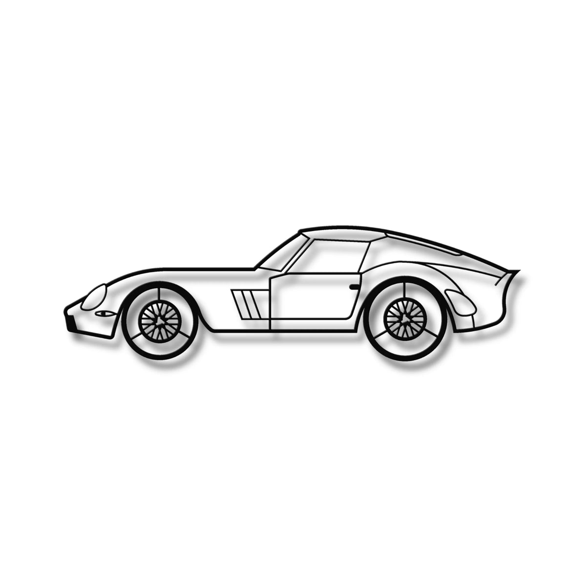 Elegancka metalowa sylwetka Ferrari 250 GTO jako ozdoba na ścianę.