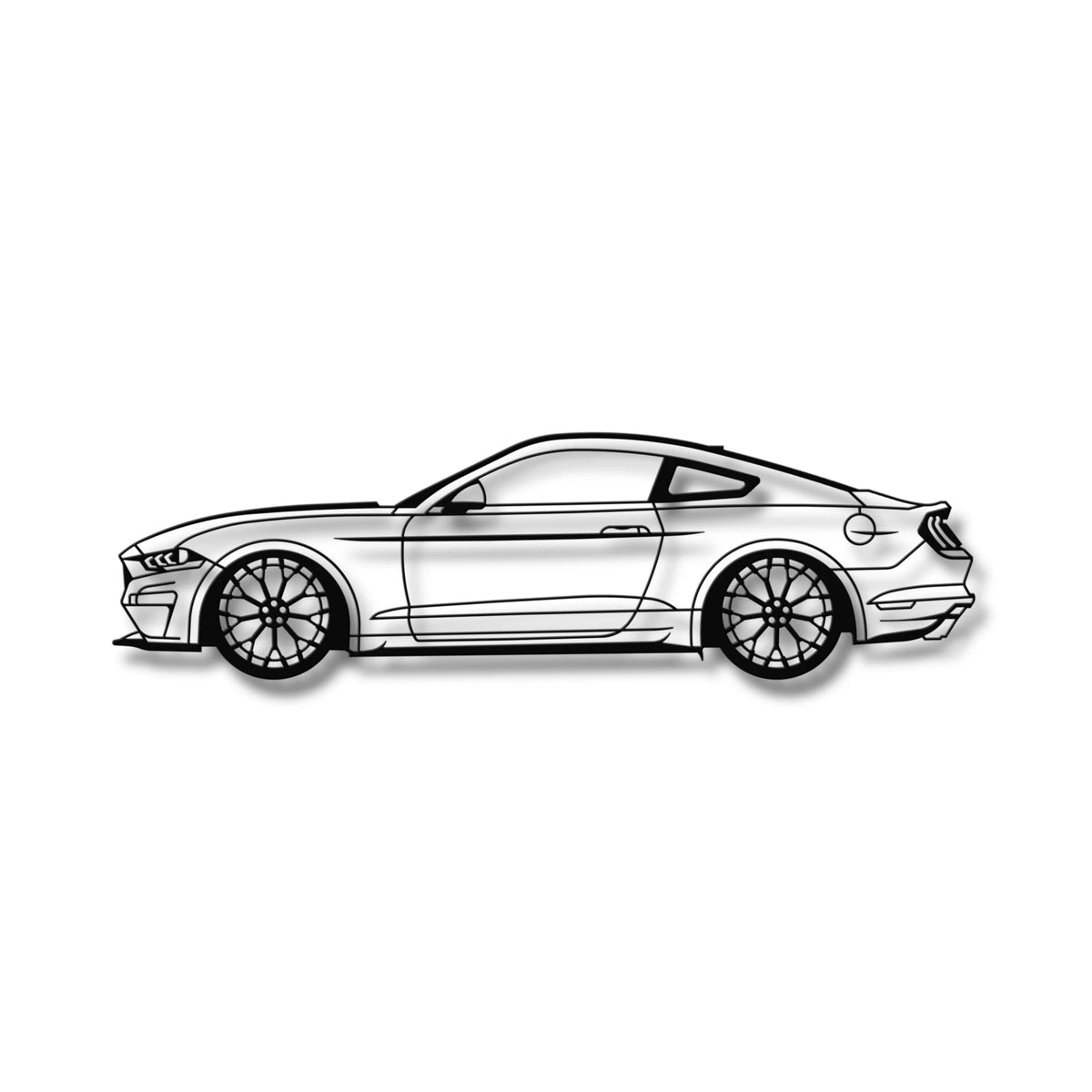 Czarna metalowa sylwetka Ford Mustang GT S550 jako ozdoba na ścianę.