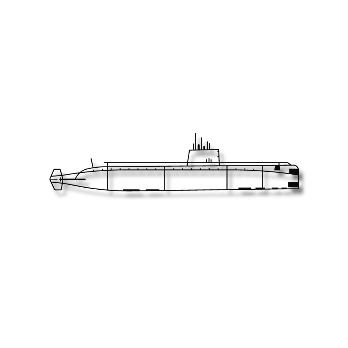 Czarna metalowa dekoracja ścienna USS Nautilus 3D - luksusowy design loft.
